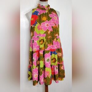 TIERED FLORAL TENT DRESS